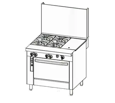 Southbend Commercial Range, 36" W with (1) 24" Griddle & (1) 12" Charbroiler and Cabinet Base - 96,000 BTU – P36C-TTC