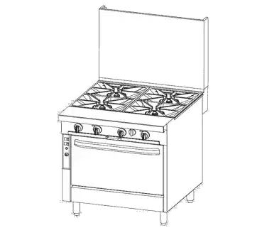 Southbend Platinum Sectional, Gas, 36″, 4 Pyromax Burners, Cabinet Base – Natural Gas, 180000 Total BTU - P36C-XX
