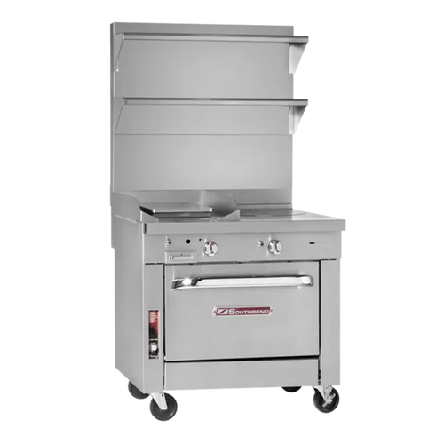 Southbend Commercial Range, 36" W with 2 Burners (1) 24" Charbroiler and Standard Oven - 179,000 BTU – P36D-BCC