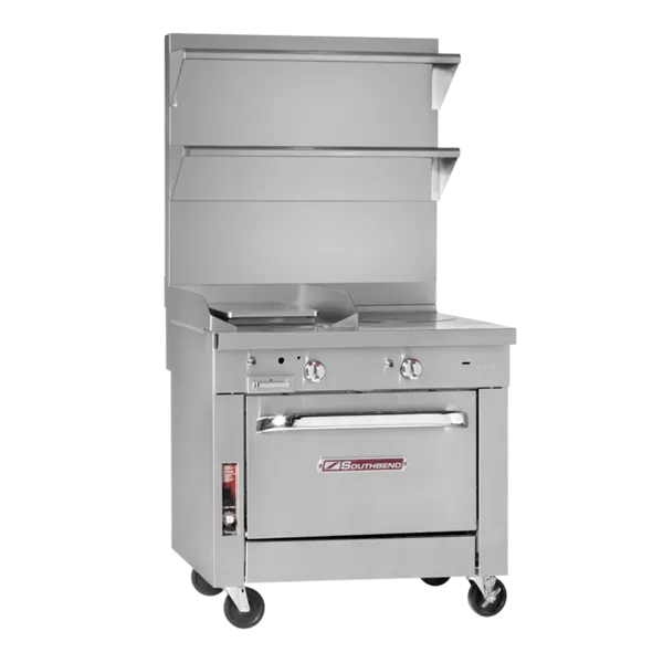 Southbend Commercial Range, 36" W with 2 Burners (2) 12" Hot Tops and Standard Oven - 179,000 BTU – P36D-BHH