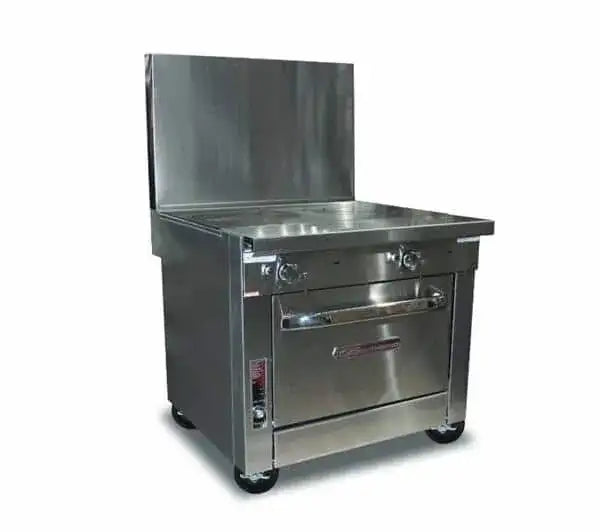 Southbend Commercial Range, 36" W with (2) 18" French Hot Tops and Standard Oven - 125,000 BTU - P36D-FF