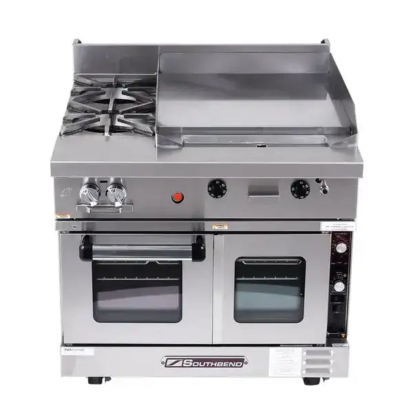 Southbend Commercial Range, 36" W with 2 Burners (1) 24" Griddle and Modular Base - 134,000 BTU – P36N-BTT