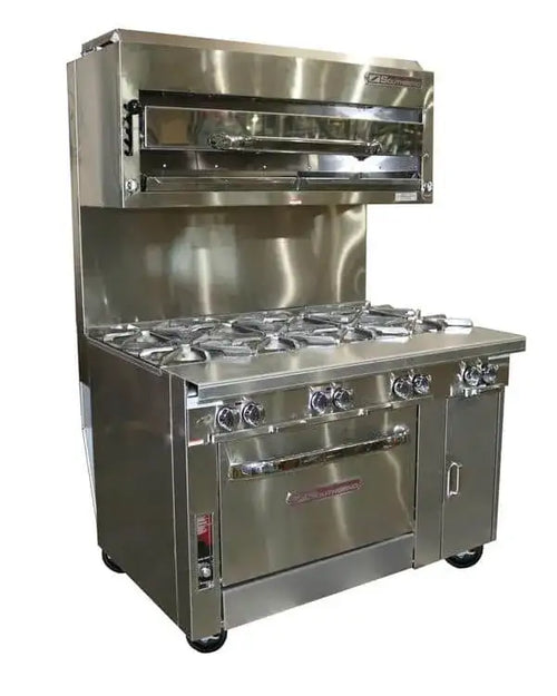 Southbend Platinum Sectional, Gas, 48″, 8 Non-Clog Burners, Convection Oven, Step-Up – Natural Gas, 325000 Total BTU - P48A-BBBB-SU