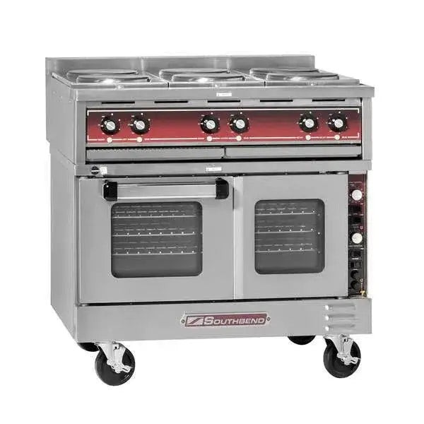 Southbend Electric Range, Electric, 36″, 6 Round Hot Plates, Truvection Oven Base – SE36T-BBB