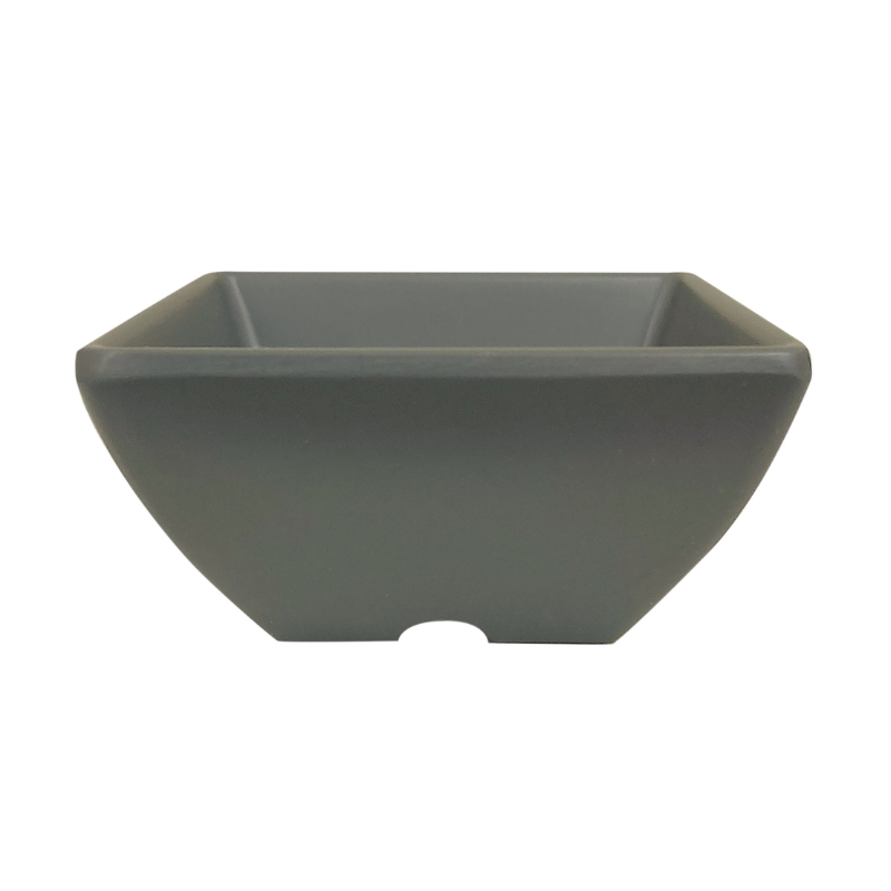 Thunder Group Melamine Western 2-1/2 oz, 2-5/8" x 2-5/8", 1-3/8" Deep, Square Bowl, Classic Stone Grey,1 doz