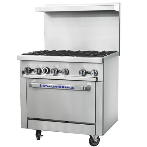 Standard Range SR-CR36 natural gas commercial range with convection oven