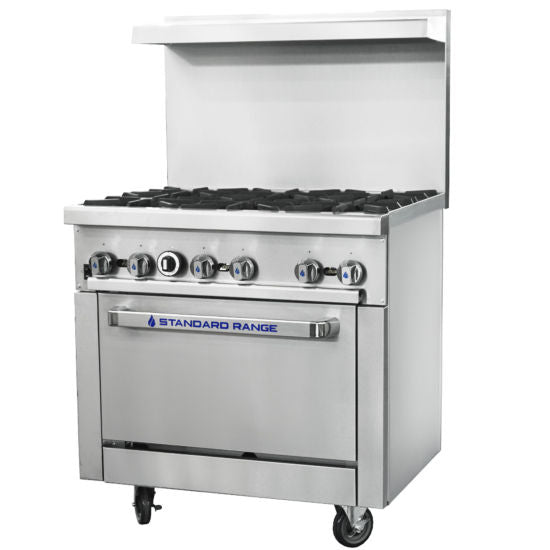 Standard Range SR-CR36 natural gas commercial range with convection oven