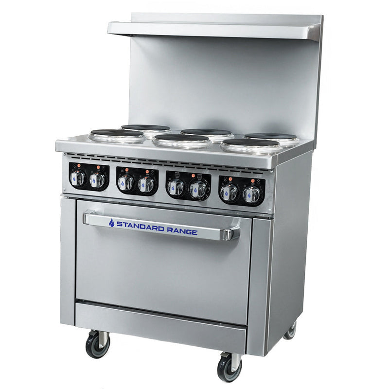 Standard Range SR-ER36-240 36" 6-Burner 240V Electric Range with Standard Oven - 17 kW product image