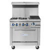 Standard Range SR-R36-12CB 36" Natural Gas 4-Burner Range with 12" Charbroiler & Standard Oven – 188,000 BTU