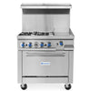 Standard Range SR-R36-12MG 36" Natural Gas 4-Burner Range with 12" Griddle & Standard Oven – 153,000 BTU