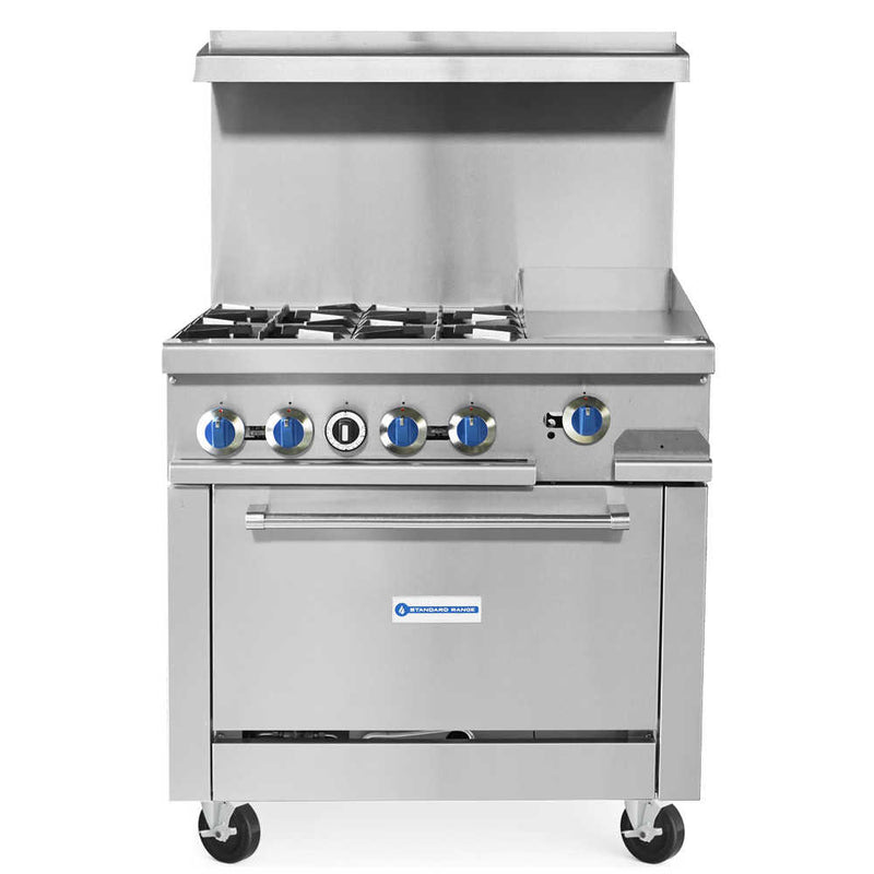 Standard Range SR-R36-12MG natural gas commercial range with griddle