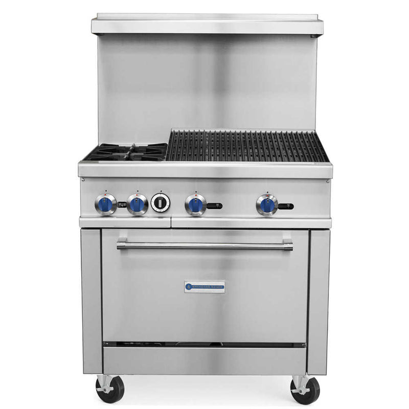 Standard Range SR-R36-24CB natural gas commercial range with charbroiler