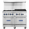 Standard Range SR-R48-24CB 48" Natural Gas 4-Burner Range with 24" Charbroiler & 2 Standard Ovens – 256,000 BTU