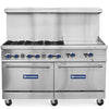 Standard Range SR-R60-24MG 60" Natural Gas 6-Burner Range with 24" Griddle & 2 Standard Ovens – 306,000 BTU