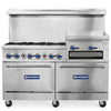 Standard Range SR-R60-24RG 60" Natural Gas 6-Burner Range with 24" Raised Griddle/Broiler & 2 Standard Ovens – 306,000 BTU