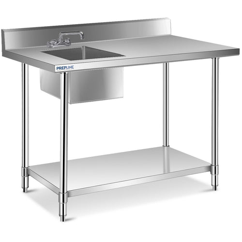 Prepline ST-3048 stainless steel work table with sink and faucet