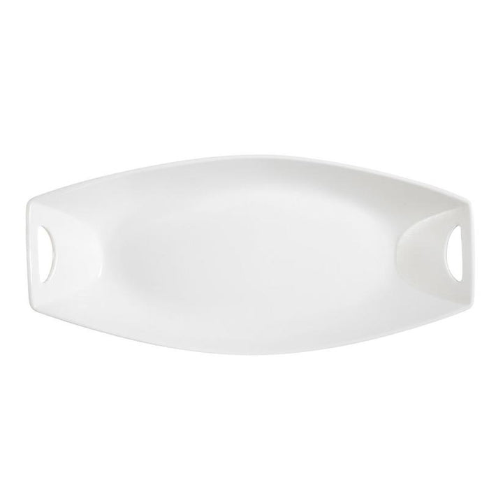 CAC Chinaware Studio Squared Oval Platter W/ Handles 16"
