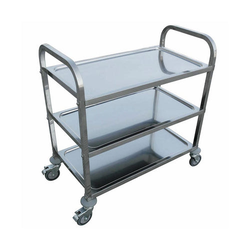 Prepline T-1834-SS stainless steel three-shelf utility trolley cart