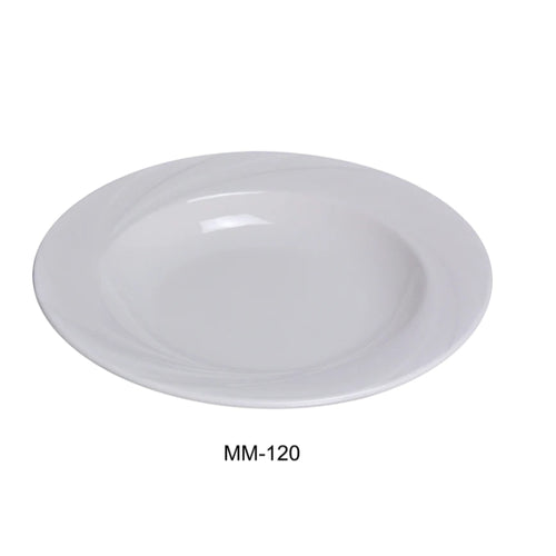 Yanco MM-120 12" Pasta Bowl, Embossed Pattern Bone, White Durable China 24 Oz, Pack of 12 (1 Dz)