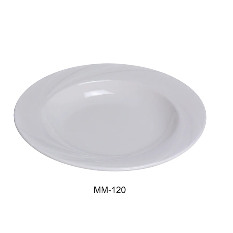 Yanco MM-120 12" Pasta Bowl, Embossed Pattern Bone, White Durable China 24 Oz, Pack of 12 (1 Dz)