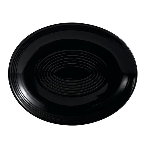 CAC Chinaware Color Tango Coupe Oval Platter Black 11 1/2"