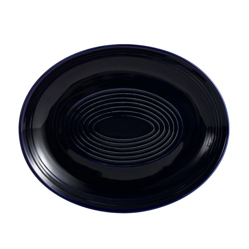 CAC Chinaware Color Tango Coupe Oval Platter Cobalt Blue 11 1/2"