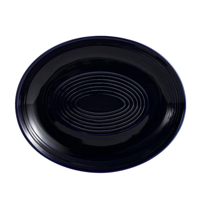 CAC Chinaware Color Tango Coupe Oval Platter Cobalt Blue 11 1/2"