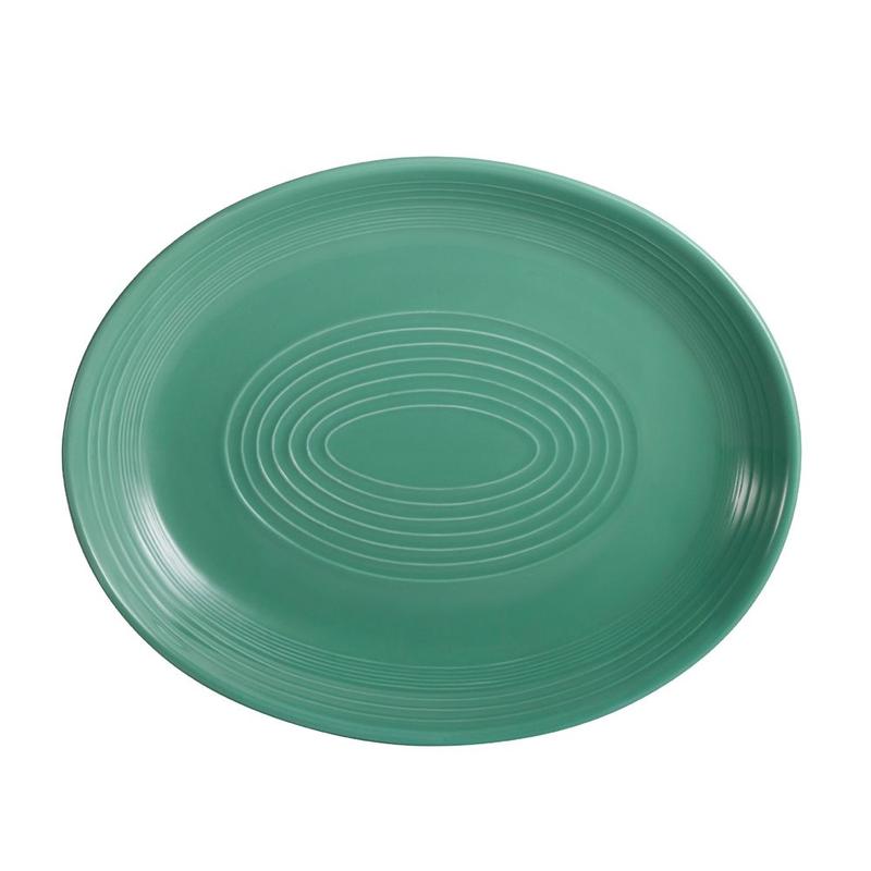 CAC Chinaware Color Tango Coupe Oval Platter Green 11 1/2"