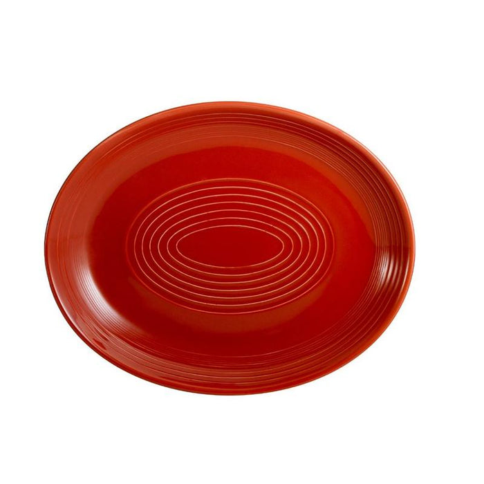 CAC Chinaware Color Tango Coupe Oval Platter Red 11 1/2"