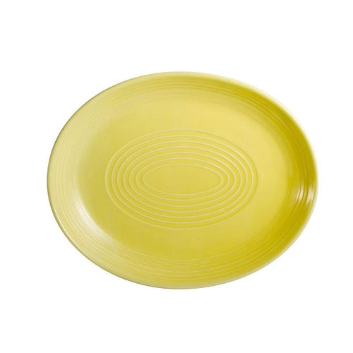 CAC Chinaware Color Tango Coupe Oval Platter Sunflower 11 1/2"