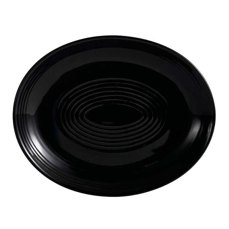 CAC Chinaware Color Tango Coupe Oval Platter Black 12 3/4"