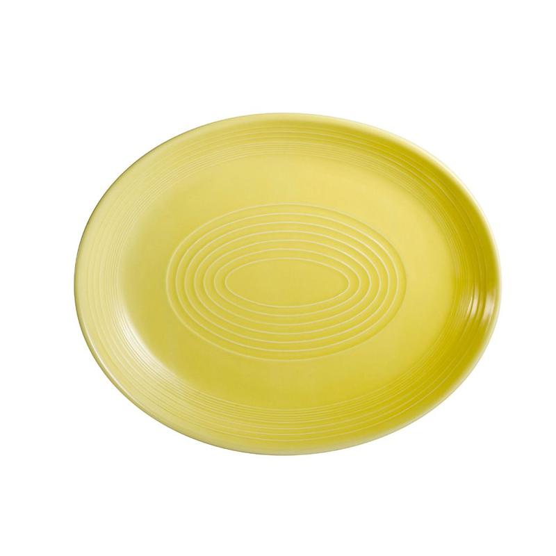 CAC Chinaware Color Tango Coupe Oval Platter Sunflower 12 3/4"