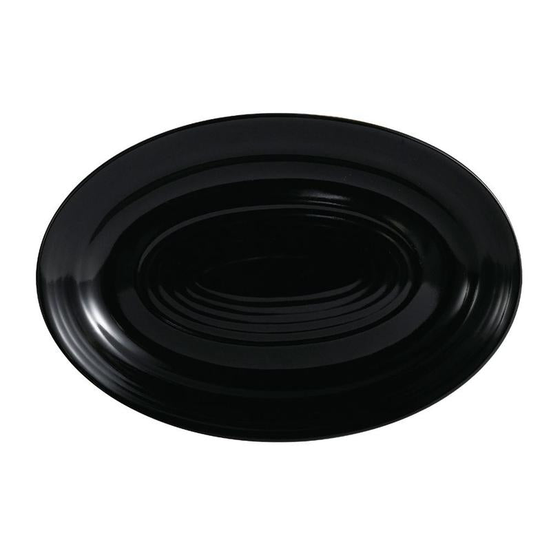 CAC Chinaware Color Tango Oval Platter Black 15 3/4"