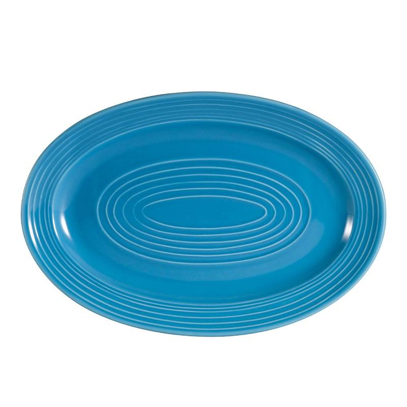 CAC Chinaware Color Tango Oval Platter Peacock 15 3/4"