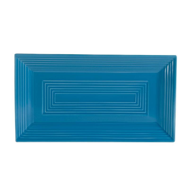 CAC Chinaware Color Tango Rect. Platter Peacock 11 5/8"