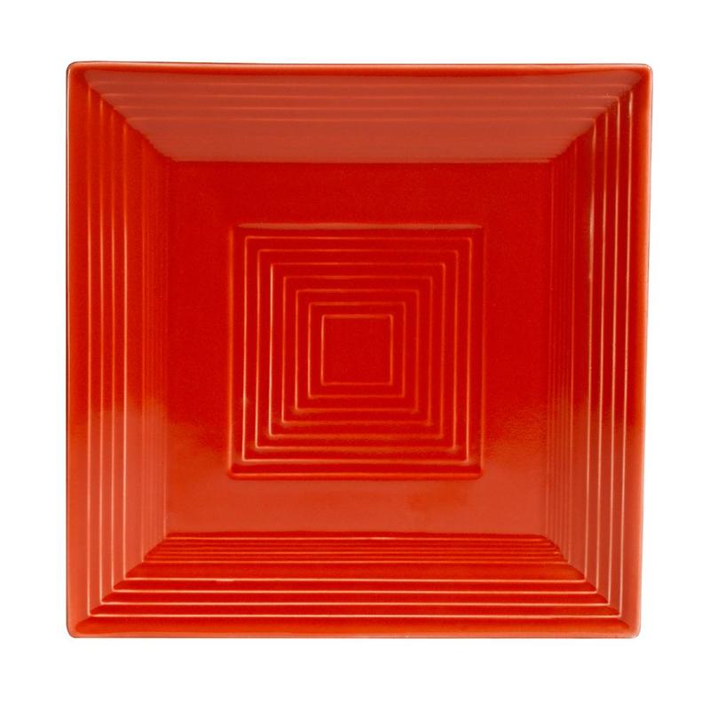 CAC Chinaware Color Tango Square Plate Red 10"