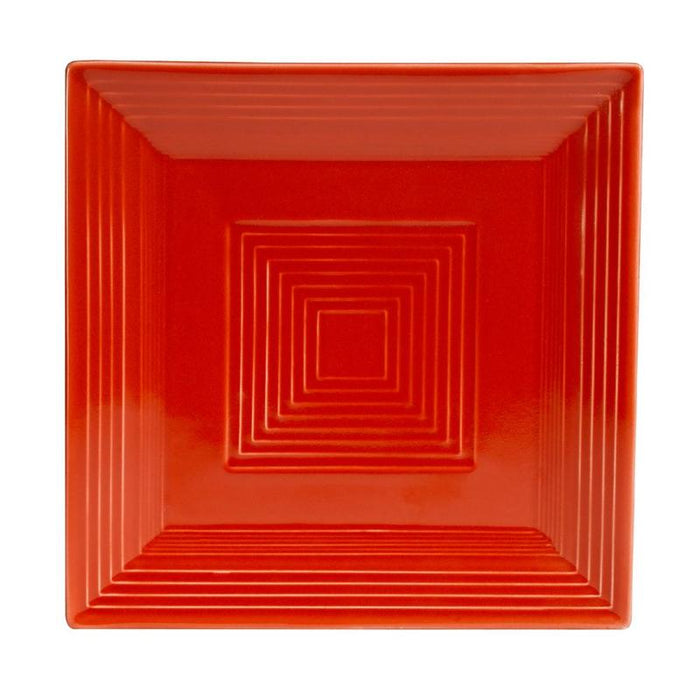 CAC Chinaware Color Tango Square Plate Red 10"