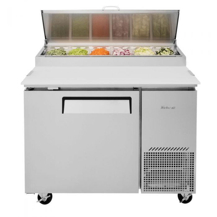 Turbo Air TPR-44SD-N Side Mount Super Deluxe Pizza Prep Table with One Section 14.0 cu. ft.