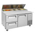 Turbo Air TPR-67SD-D2-N Side Mount Super Deluxe Pizza Prep Table with Two Sections 20.0 cu. ft.