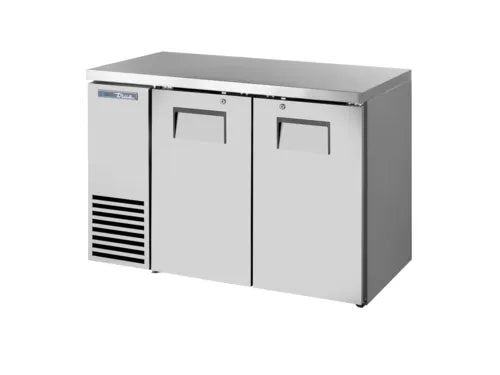 True TBB24-48-2S-Z1-SFT-S-1 48" Stainless Steel Back Bar Cooler – 2 Solid Doors, LED Lighting, R290 Refrigerant