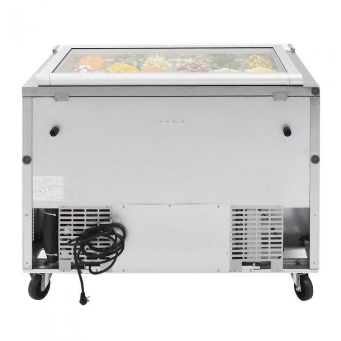 Turbo Air TST-48SD-18-FB-N-GL Super Deluxe Sandwich/Salad Mega Top Unit-Glass Lid with Two Sections 11.1 cu. ft