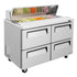 Turbo Air TST-48SD-D4-FB-N Super Deluxe Sandwich/Salad Unit with Two Sections 11.1 cu. ft