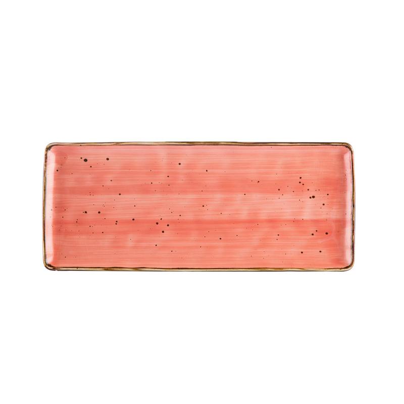 CAC Chinaware Tucson Rect. Platter Coral 14"