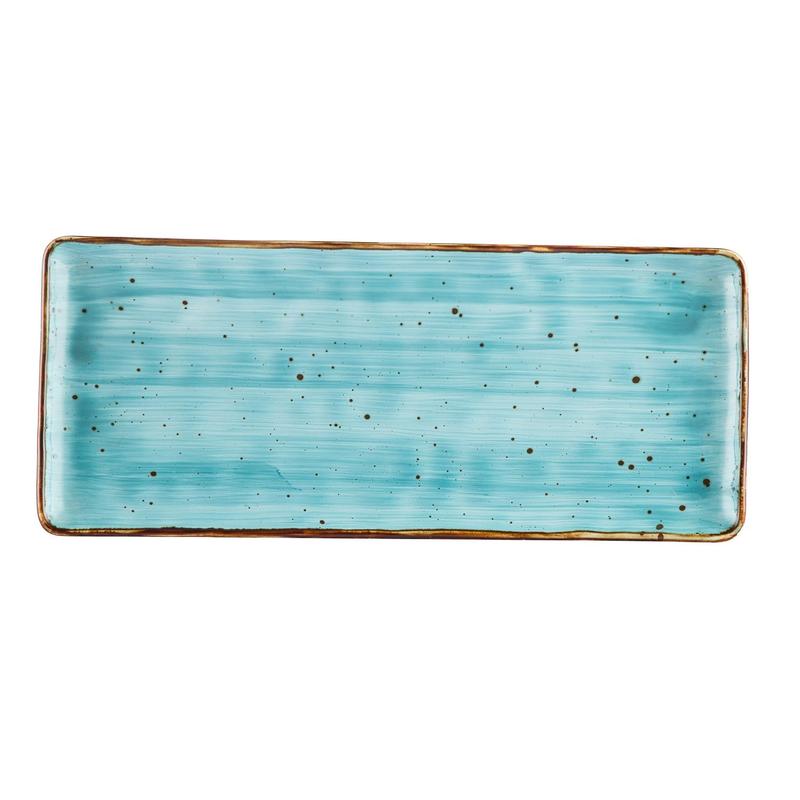 CAC Chinaware Tucson Rect. Platter Turquoise 16"
