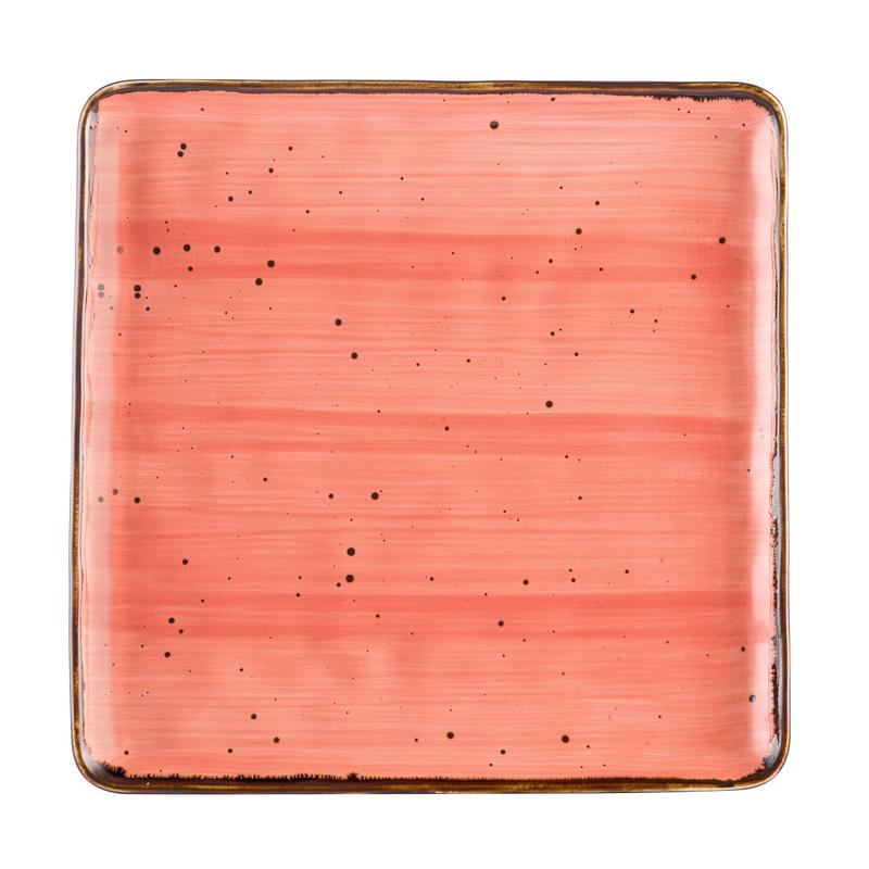 CAC Chinaware Tucson Square Plate Coral 10"
