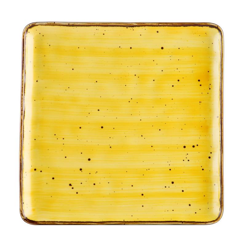 CAC Chinaware Tucson Square Plate Sunflower 10"