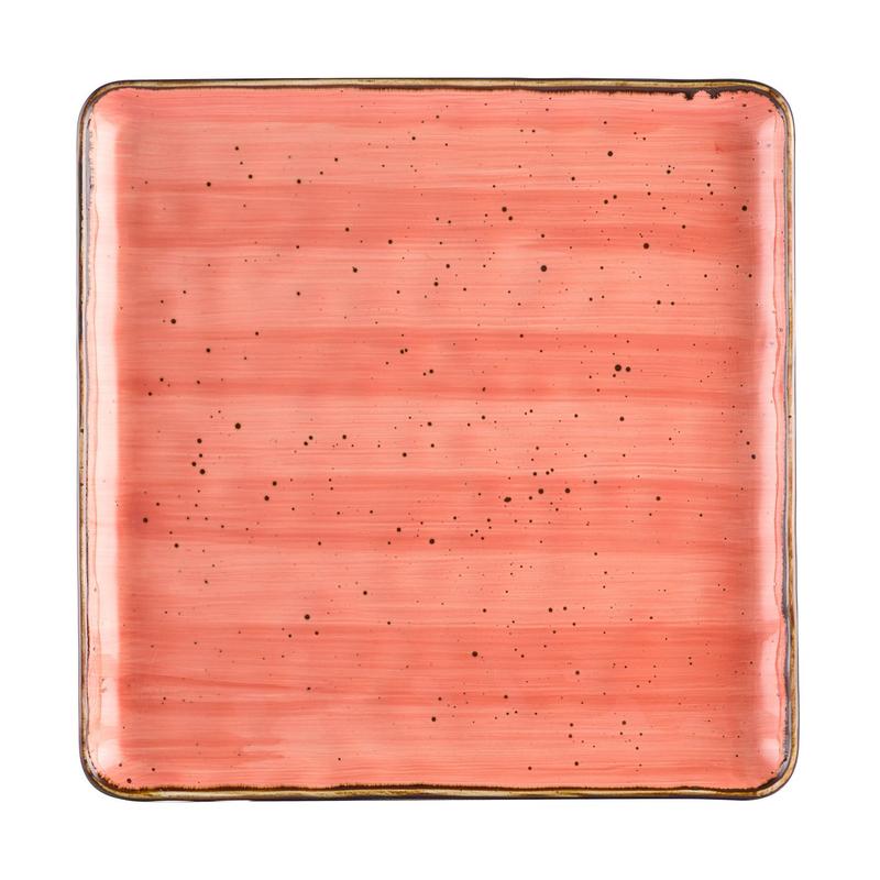CAC Chinaware Tucson Square Plate Coral 12"