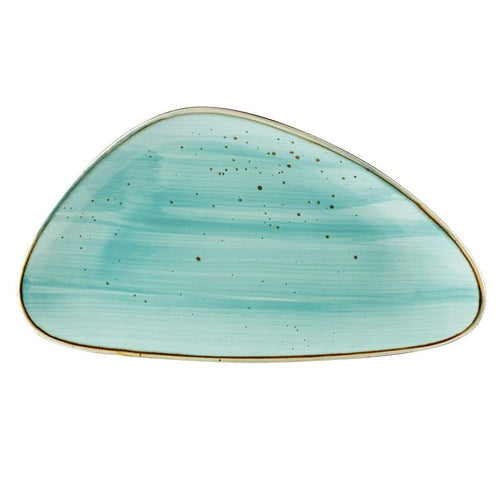 CAC Chinaware Tucson Triangular Plate Turquoise 13 1/8"