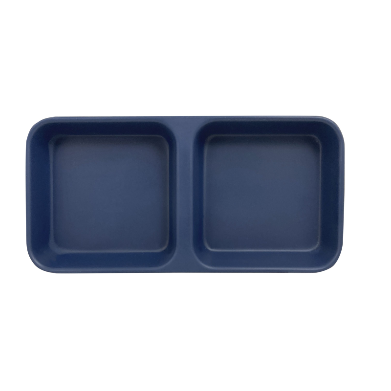 Thunder Group Melamine Western 4 oz, 6" x 3", Twin Sauce Dish, Classic Stone Blue , 1 doz