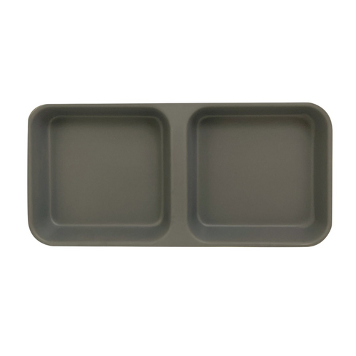 Thunder Group Melamine Western 4 oz, 6" x 3", Twin Sauce Dish, Classic Stone Grey,1 doz